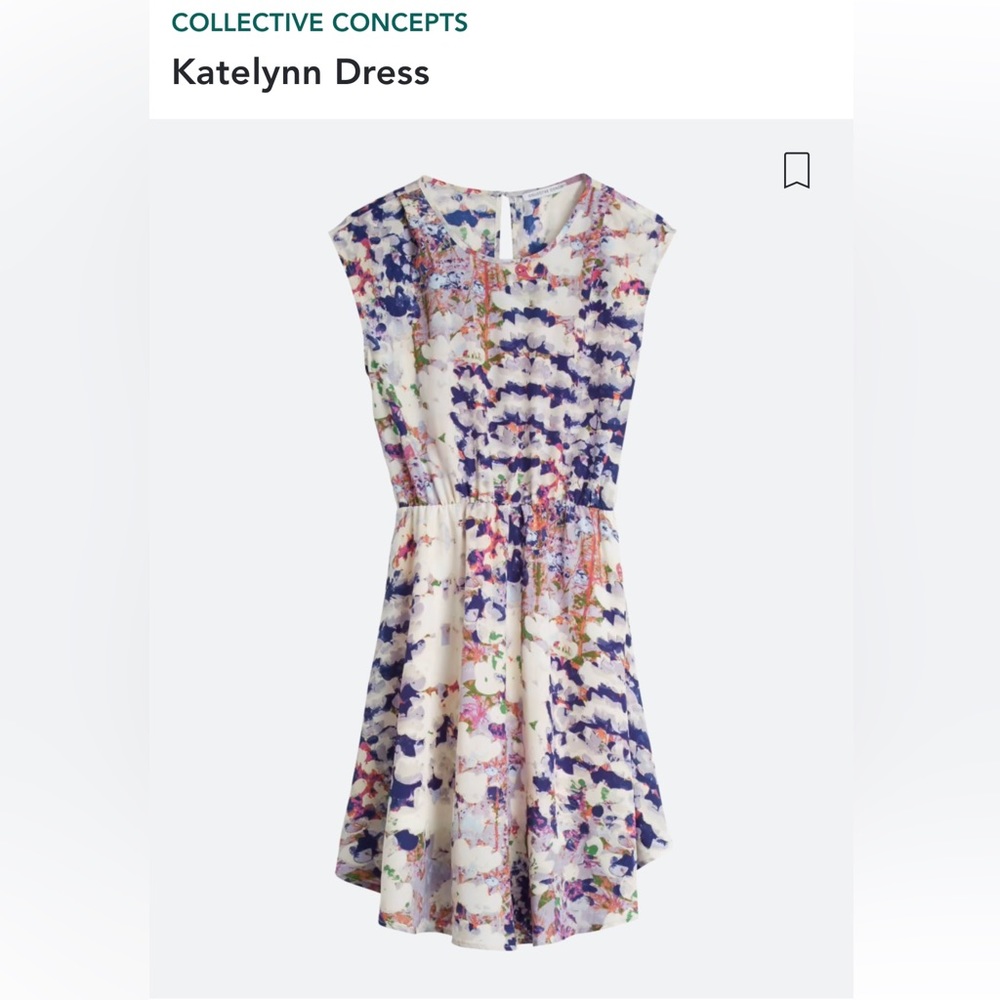 Collective Concepts Katelynn Floral Mini Dress in White, Blue, Purple